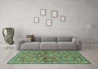 Machine Washable Persian Turquoise Traditional Rug, wshtr2011turq