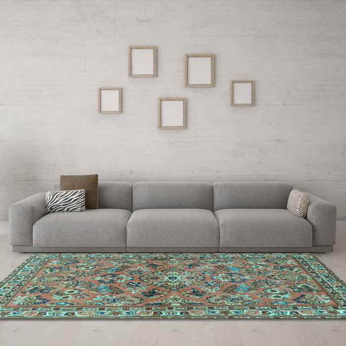 Machine Washable Persian Light Blue Traditional Rug in a Living Room, wshtr2011lblu