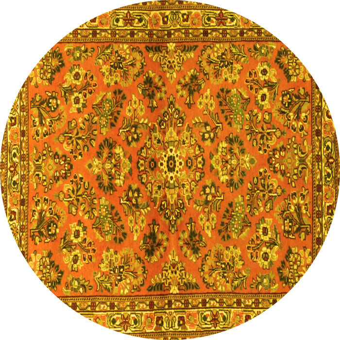 Round Persian Yellow Traditional Rug, tr2011yw