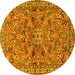Round Persian Yellow Traditional Rug, tr2011yw