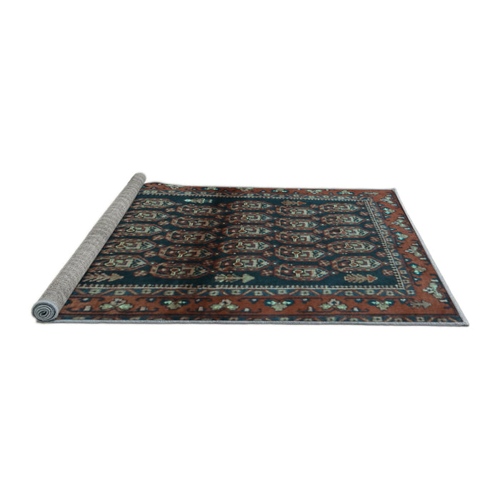 Sideview of Machine Washable Persian Light Blue Traditional Rug, wshtr2012lblu