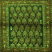 Round Machine Washable Persian Green Traditional Area Rugs, wshtr2012grn