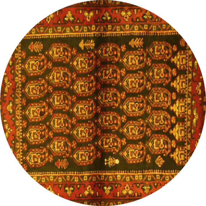 Round Persian Yellow Traditional Rug, tr2012yw