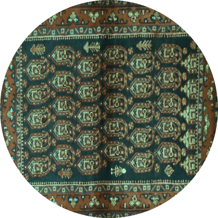 Round Persian Turquoise Traditional Rug, tr2012turq