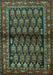 Machine Washable Persian Turquoise Traditional Area Rugs, wshtr2012turq