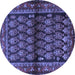 Round Machine Washable Persian Blue Traditional Rug, wshtr2012blu