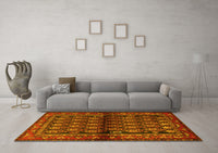 Machine Washable Persian Yellow Traditional Rug, wshtr2012yw