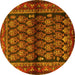 Round Machine Washable Persian Yellow Traditional Rug, wshtr2012yw