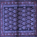 Square Machine Washable Persian Blue Traditional Rug, wshtr2012blu