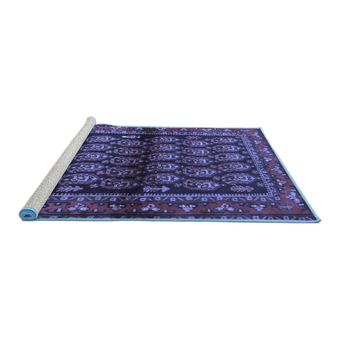 Sideview of Machine Washable Persian Blue Traditional Rug, wshtr2012blu