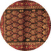 Round Machine Washable Persian Brown Traditional Rug, wshtr2012brn