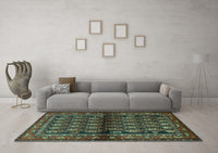 Machine Washable Persian Turquoise Traditional Rug, wshtr2012turq