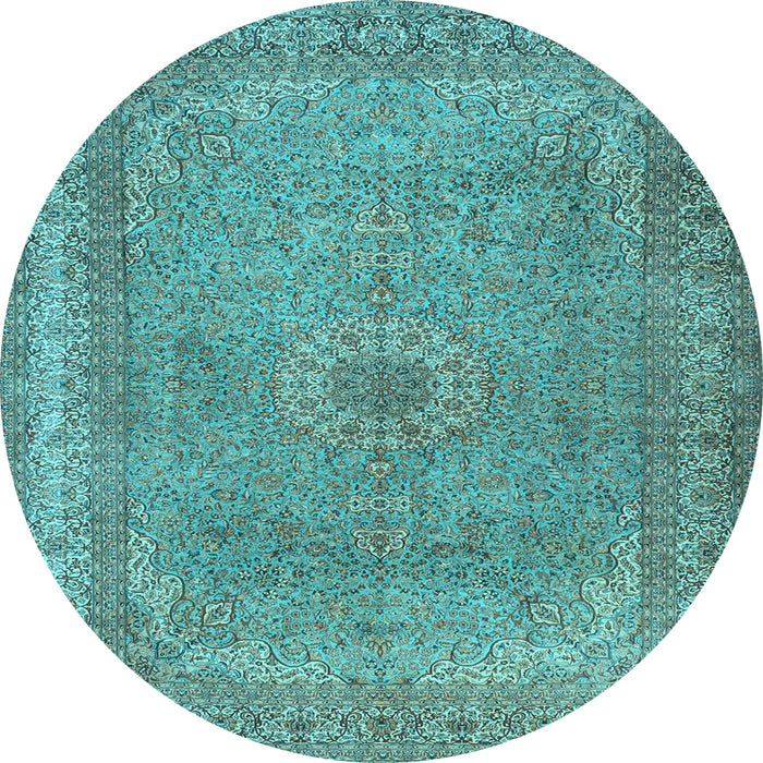 Round Machine Washable Persian Light Blue Traditional Rug, wshtr2013lblu