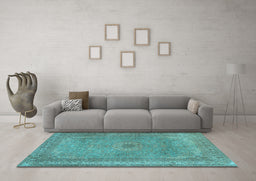 Machine Washable Persian Light Blue Traditional Rug in a Living Room, wshtr2013lblu