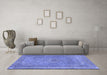 Machine Washable Persian Blue Traditional Rug in a Living Room, wshtr2013blu