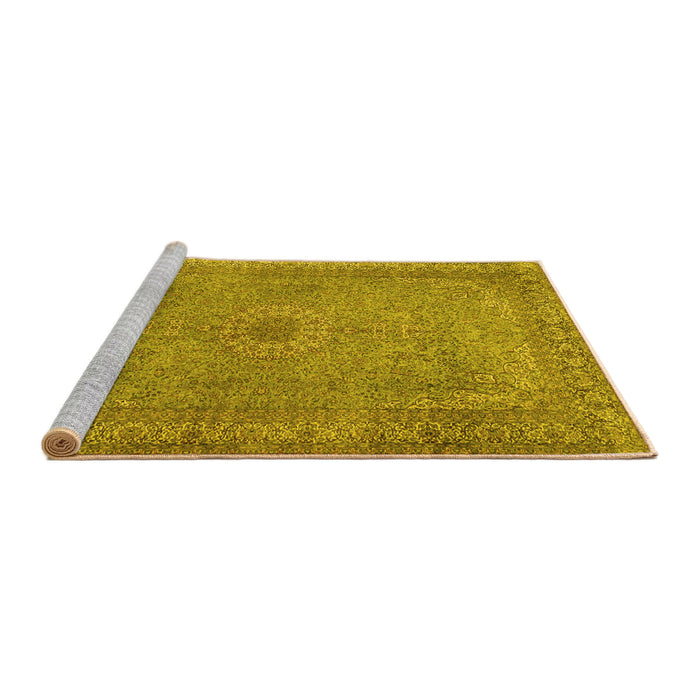 Sideview of Machine Washable Persian Yellow Traditional Rug, wshtr2013yw