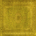 Square Machine Washable Persian Yellow Traditional Rug, wshtr2013yw