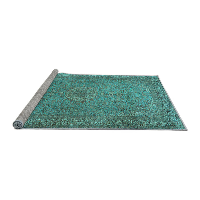 Sideview of Machine Washable Persian Light Blue Traditional Rug, wshtr2013lblu