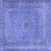 Square Machine Washable Persian Blue Traditional Rug, wshtr2013blu