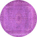 Round Machine Washable Persian Purple Traditional Area Rugs, wshtr2013pur