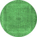 Round Persian Emerald Green Traditional Rug, tr2013emgrn