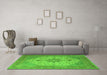 Machine Washable Persian Green Traditional Area Rugs in a Living Room,, wshtr2014grn