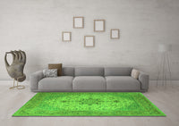 Machine Washable Persian Green Traditional Rug, wshtr2014grn