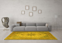 Machine Washable Persian Yellow Traditional Rug, wshtr2014yw