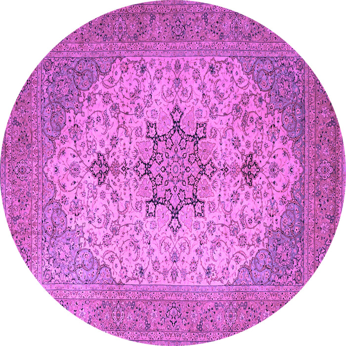 Round Machine Washable Persian Purple Traditional Area Rugs, wshtr2014pur