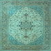 Square Machine Washable Persian Light Blue Traditional Rug, wshtr2014lblu