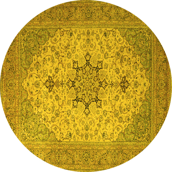 Round Persian Yellow Traditional Rug, tr2014yw
