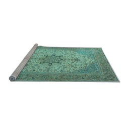 Sideview of Machine Washable Persian Light Blue Traditional Rug, wshtr2014lblu