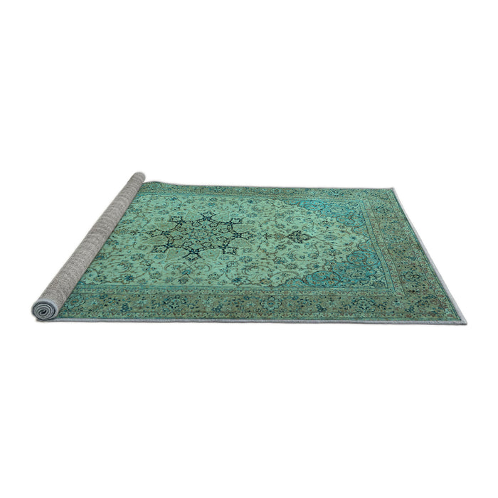 Sideview of Machine Washable Persian Light Blue Traditional Rug, wshtr2014lblu