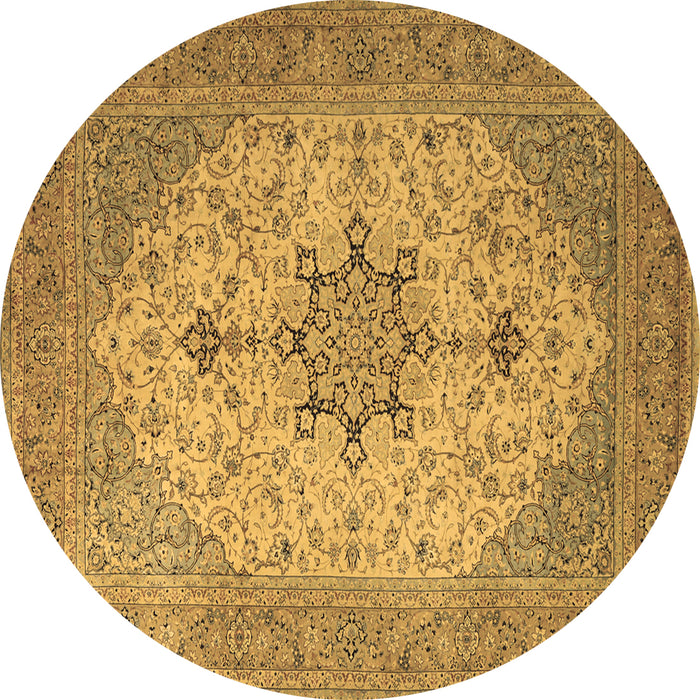Round Machine Washable Persian Brown Traditional Rug, wshtr2014brn