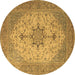 Round Machine Washable Persian Brown Traditional Rug, wshtr2014brn