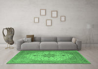 Machine Washable Persian Emerald Green Traditional Rug, wshtr2014emgrn