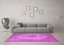 Machine Washable Persian Purple Traditional Area Rugs in a Living Room, wshtr2014pur