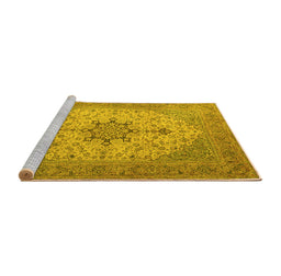 Sideview of Machine Washable Persian Yellow Traditional Rug, wshtr2014yw