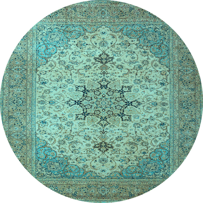 Round Persian Light Blue Traditional Rug, tr2014lblu