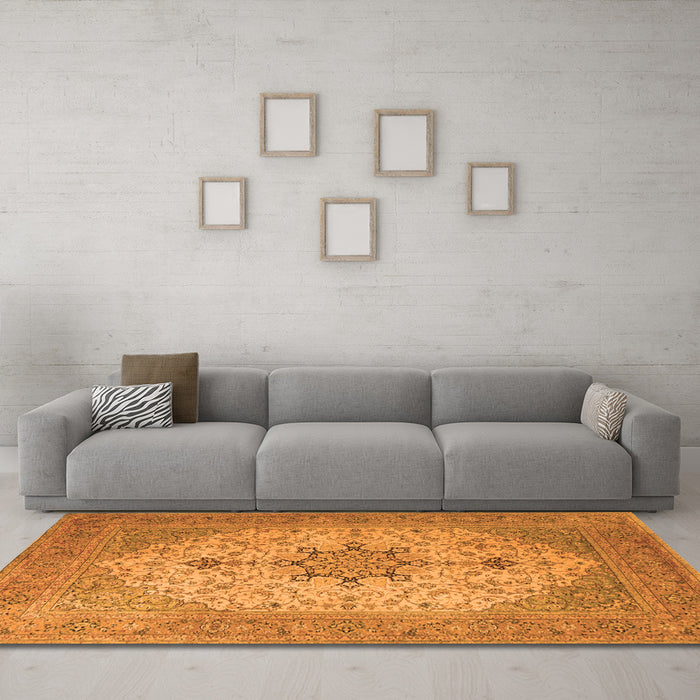 Machine Washable Persian Orange Traditional Area Rugs in a Living Room, wshtr2014org