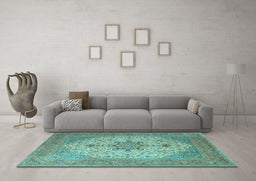 Machine Washable Persian Light Blue Traditional Rug in a Living Room, wshtr2014lblu