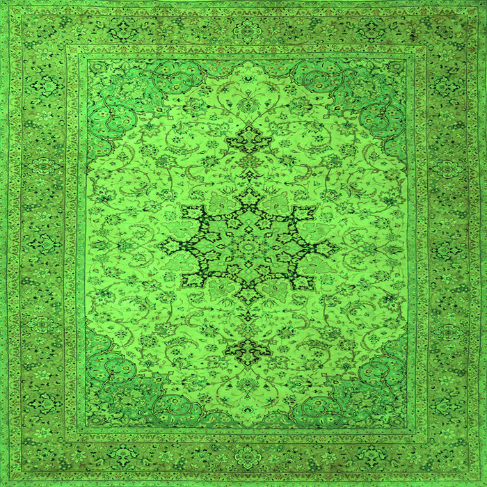Round Machine Washable Persian Green Traditional Area Rugs, wshtr2014grn