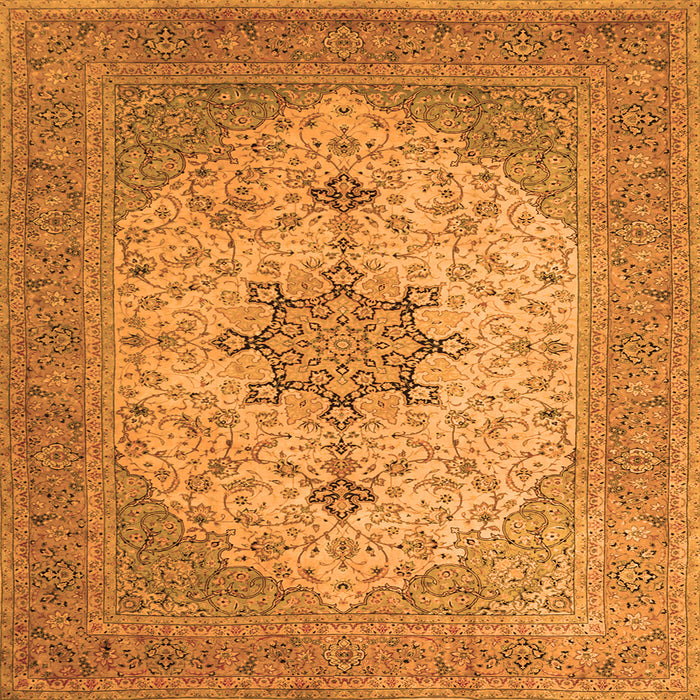 Round Machine Washable Persian Orange Traditional Area Rugs, wshtr2014org
