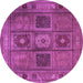 Round Machine Washable Persian Purple Traditional Area Rugs, wshtr2015pur