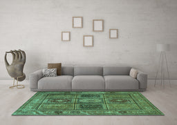 Machine Washable Persian Turquoise Traditional Area Rugs in a Living Room,, wshtr2015turq
