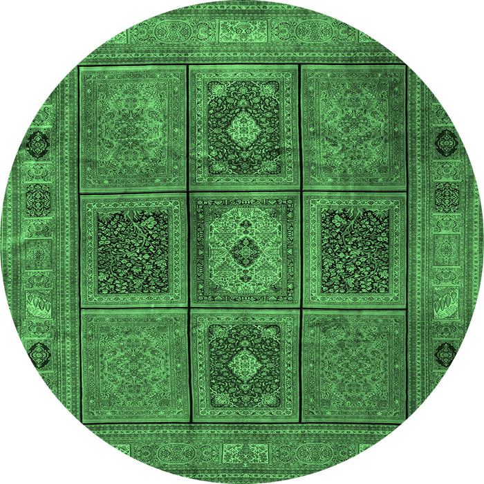 Round Persian Emerald Green Traditional Rug, tr2015emgrn