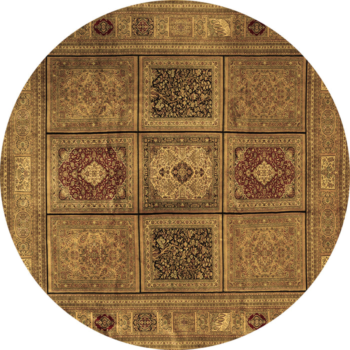 Round Machine Washable Persian Brown Traditional Rug, wshtr2015brn