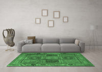 Machine Washable Persian Emerald Green Traditional Rug, wshtr2015emgrn