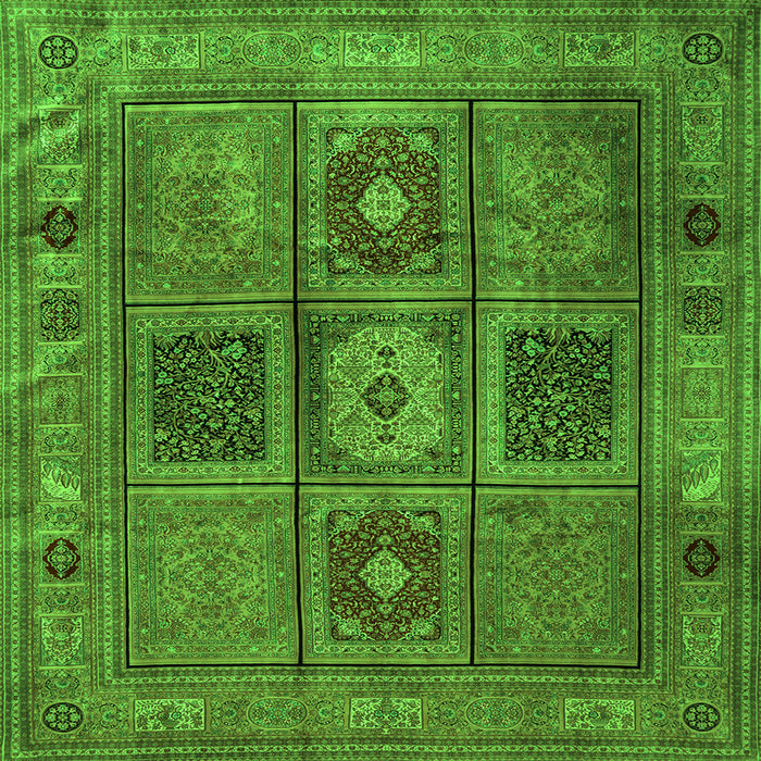 Round Machine Washable Persian Green Traditional Area Rugs, wshtr2015grn