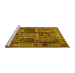 Sideview of Machine Washable Persian Yellow Traditional Rug, wshtr2015yw